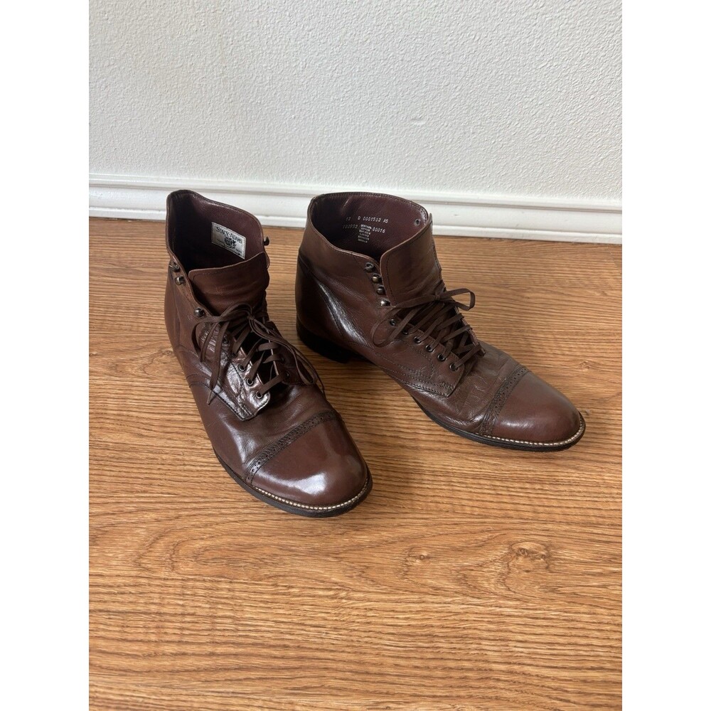 Stacy Adams Vintage Men's Ankle Shoes Boots Brown Leather Cap Toe Size 8